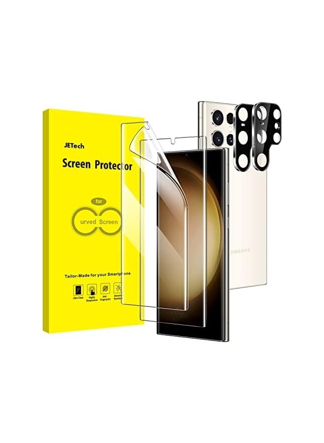 Jetech Screen Protector for Galaxy S23 Ultra 5G 6.8-Inch with Camera Lens Protector, Flexible TPU Film, Fingerprint ID Compatible, Easy Installation, HD Clear, 2-Pack Each - Image 1