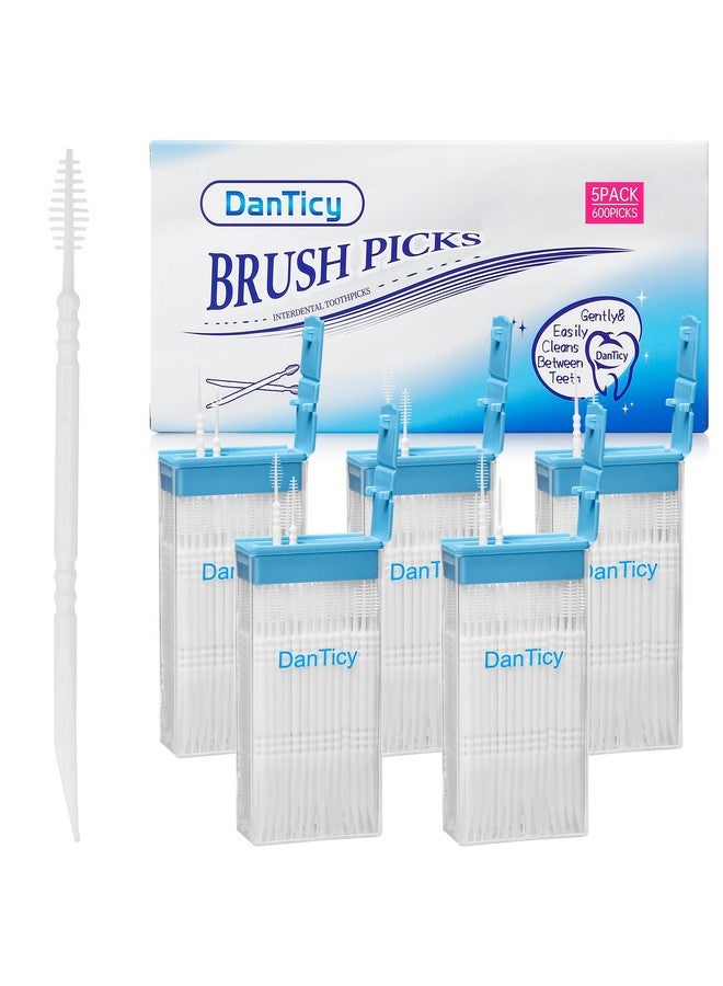 DanTicy Brushpicks Interdental Toothpicks,Soft Bristle Dental Floss Picks Toothpicks,Helps Removes Plaque and Debris Between Your Teeth 600PCS (Pack of 5) - Image 1