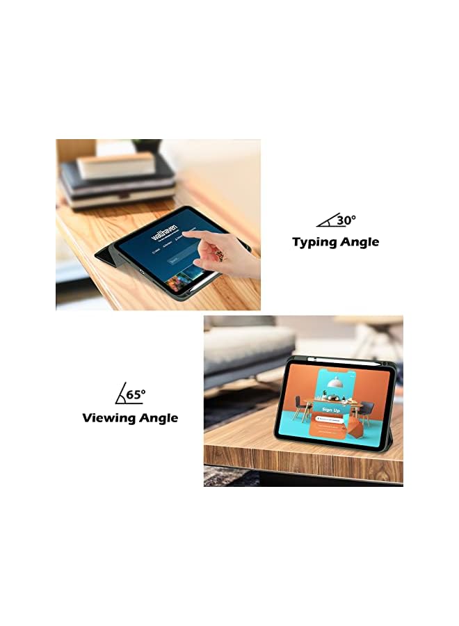 Procases for iPad 10th Gen Case with Pencil Holder 2022 iPad 10.9 Inch Case, Clear Transparent Back Shell Trifold Protective Cases Shockproof Cover for 2022 iPad 10th Gen A2696 A2757 A2777 -Olivegreen - Image 5
