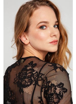 Magic Form 32805 Women's Black Tasseled Lace Single Dressing Gown  - Image 4