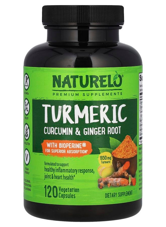 Turmeric Curcumin & Ginger Root With Bioperine® 120 Vegetarian Capsules