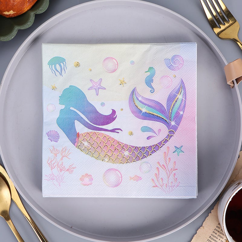 Supply Spot New Leaves Color Printing Napkin Paper Towel Western Restaurant Bakery For Facial Tissue - Image 1