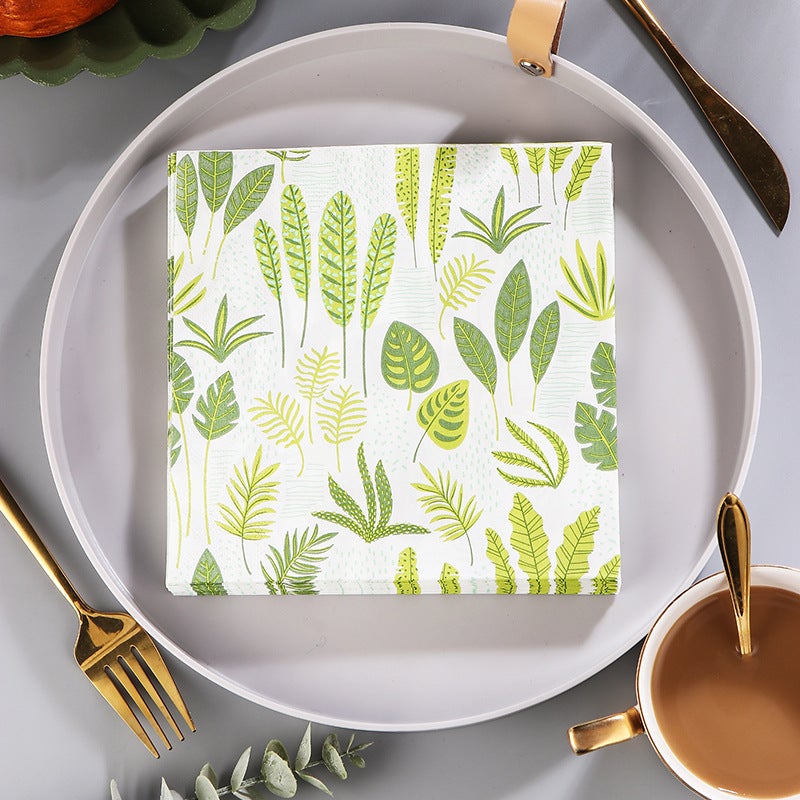Supply Spot New Leaves Color Printing Napkin Paper Towel Western Restaurant Bakery For Facial Tissue - Image 4