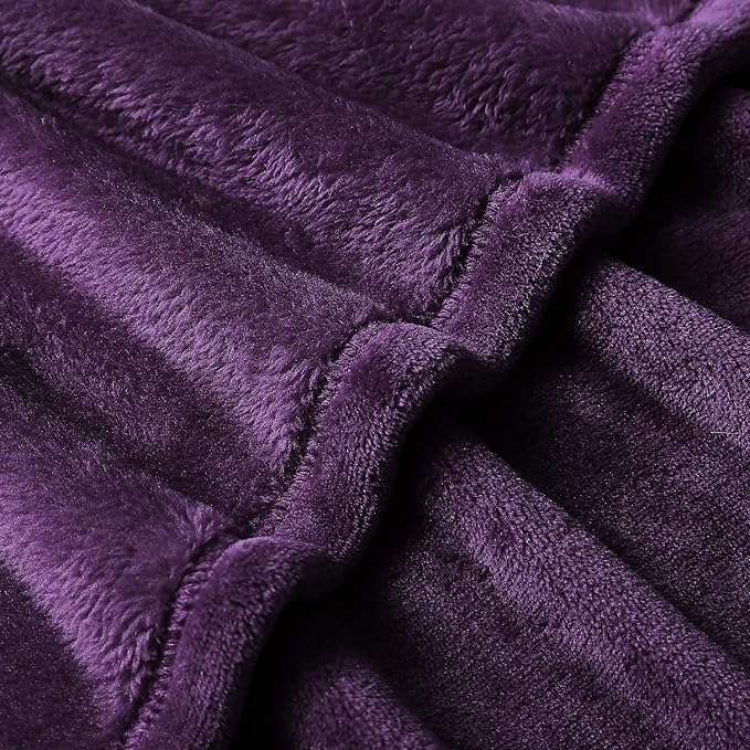 MORADO بطانية فردية دافئة فائقة النعومة 190 GSM لفصل الشتاء - 60x90 بوصة، بنفسجي داكن - Image 5