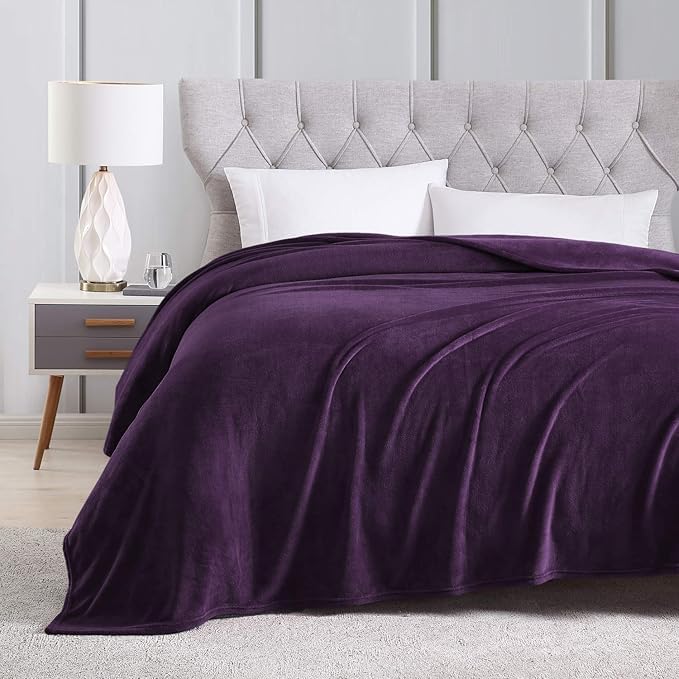MORADO بطانية فردية دافئة فائقة النعومة 190 GSM لفصل الشتاء - 60x90 بوصة، بنفسجي داكن - Image 3
