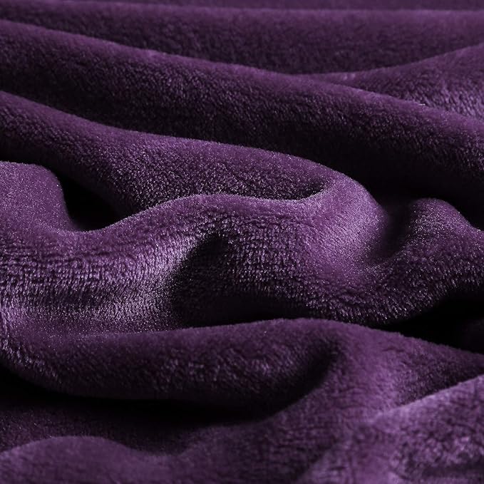 MORADO بطانية فردية دافئة فائقة النعومة 190 GSM لفصل الشتاء - 60x90 بوصة، بنفسجي داكن - Image 4
