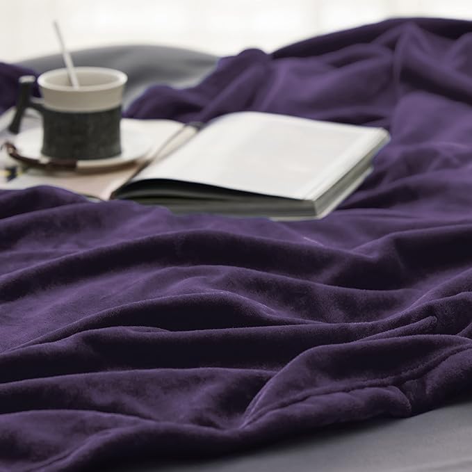MORADO بطانية فردية دافئة فائقة النعومة 190 GSM لفصل الشتاء - 60x90 بوصة، بنفسجي داكن - Image 2
