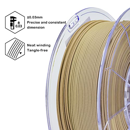 ZIRO 3D Printer Filament Matte Texture PLA Filament 175mm NoShine Multicolor Rainbow PLA for 3D Printing Fit for Most FDM Printers 1KG22lb Wood Grain - Image 3