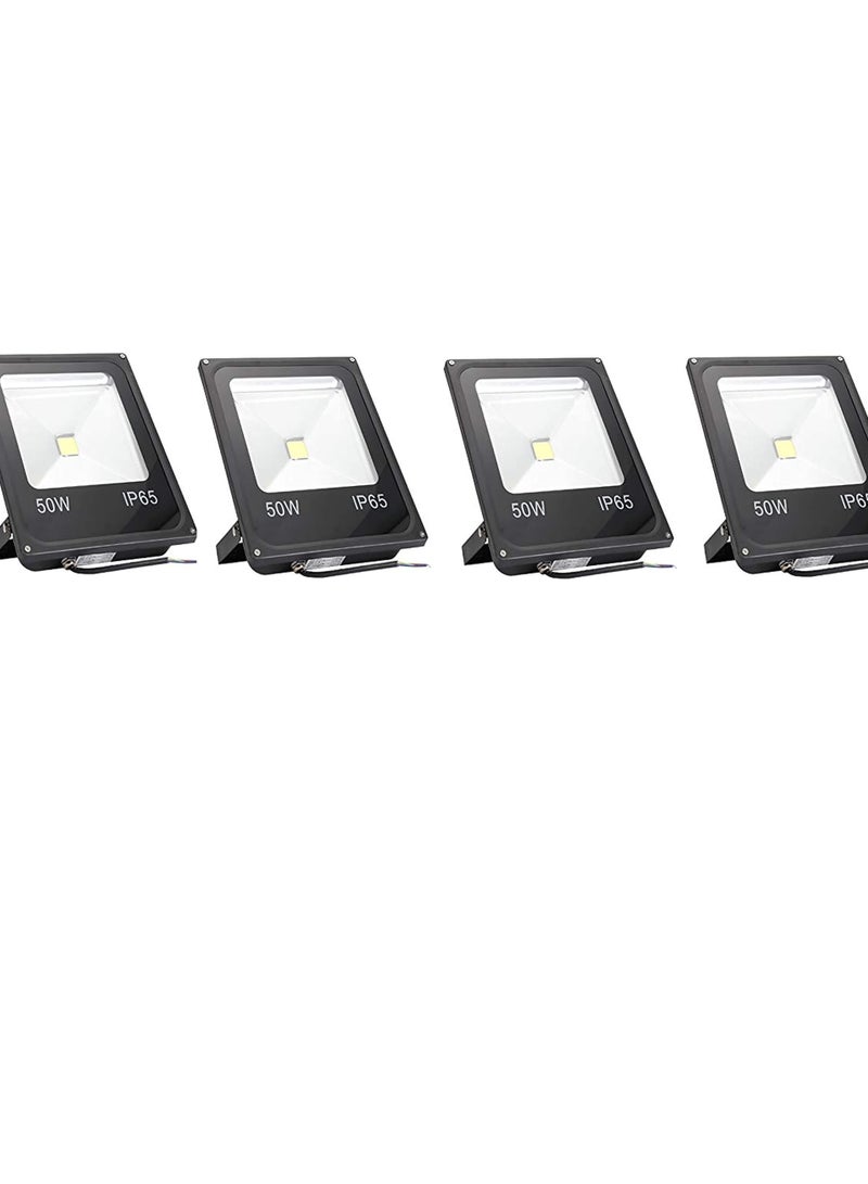 ماركة غير محددة كشاف LED خارجي 50 واط مقاوم للماء بتصنيف IP65 لمقاومة المياه والغبار بتيار متردد 85-265 فولت، ابيض دافئ من 4 قطع ، ألومنيوم 
