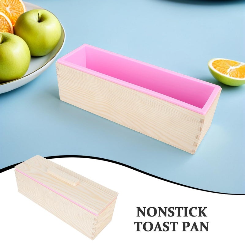 2Pcs Nonstick Wooden Loaf Pan With Lid For Bread Baking Pink Purple - Image 4
