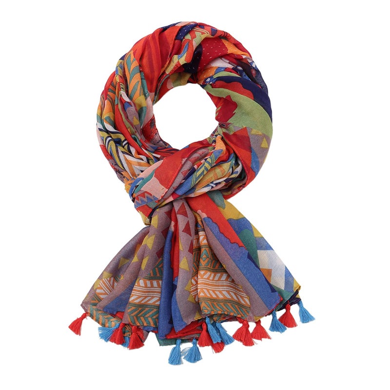 Yeieeo Women's Scarves and Wraps Lightweight Soft Scarf Wrap Geometric Shawl for All Seasonl(Floral 26) - Image 2