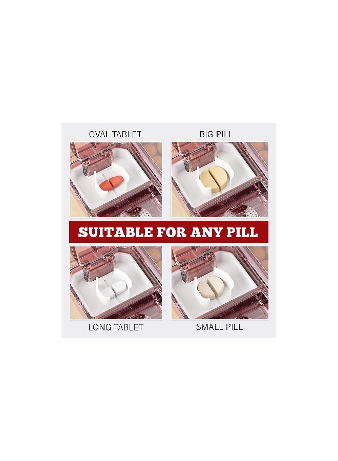 Pill Cutter, 3 in 1 Multi-Functional Lightweight Red Aesthetic Pill Organizer with Pill Cutter for Small or Large Pills, Crushes Pills, Vitamins, Tablets, for Easy Pill Management (1 Pack) - Image 4