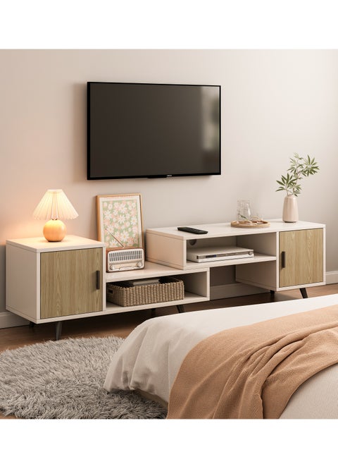 Deformable TV Stand 2 Pieces TV Stand for 55~70 Inch TV TV Entertainment Center with Open Storage Shelves & Cabinet Free-Combination TV Console Media Console