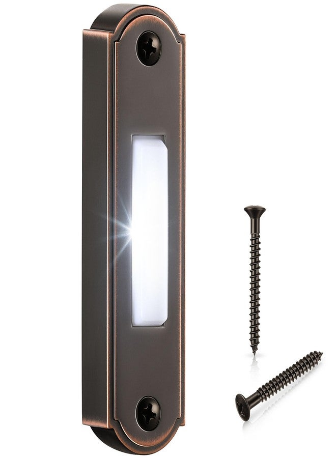 Dreyoo Metal Lighted Doorbell Button, Heavy Duty Metal Wired Door bell Push Button LED Wall Mounted Doorbell Switch for Home Universal Garage Door Opener Switch, White Light, Property In Copyright(Bronze) - Image 1