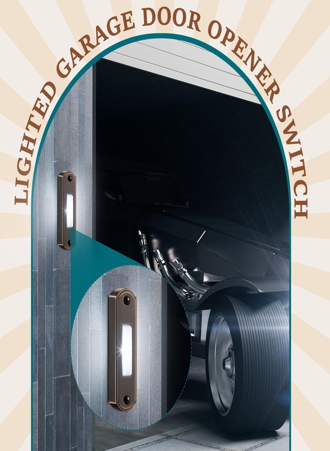 Dreyoo Metal Lighted Doorbell Button, Heavy Duty Metal Wired Door bell Push Button LED Wall Mounted Doorbell Switch for Home Universal Garage Door Opener Switch, White Light, Property In Copyright(Bronze) - Image 5