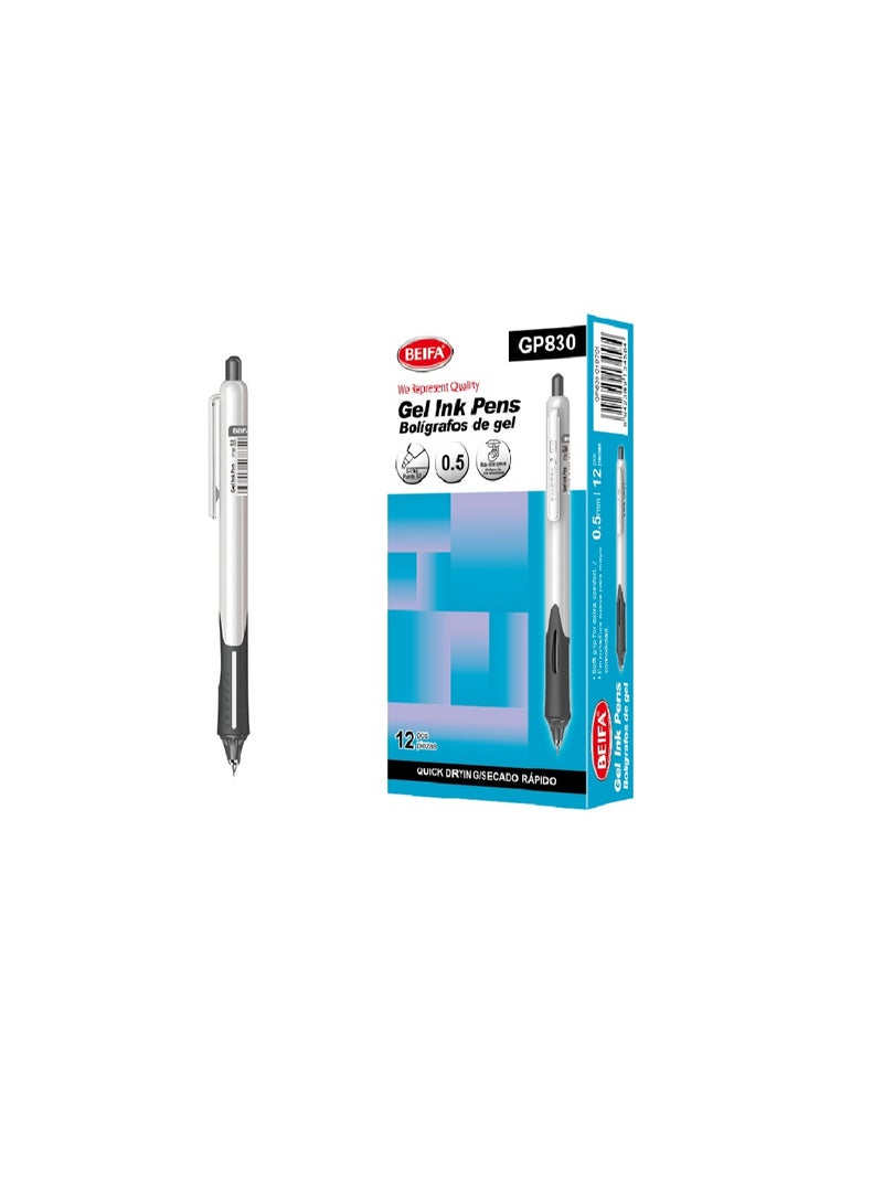 قلم جيل من  بيفا سوسته بجراب سريع الجفاف 0.5 مم اسود موديل GP830-01B701