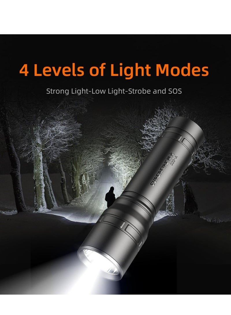 مصابيح يدوية صغيرة محمولة، مصابيح يدوية صغيرة قوية، مصباح يدوي تكتيكي فائق السطوع LED، مصباح يدوي قابل لإعادة الشحن مع 4 أوضاع إضاءة، لومن عالي للمنزل والطوارئ والتخييم (S3-A) - Image 2