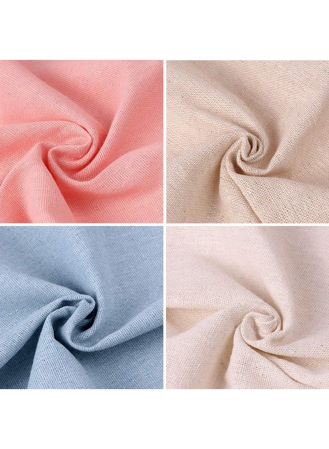 Vidillo Needlework Fabric, 4Pcs 4 Colors Natural Linen Fabric Solid Colored Embroidery Fabric Cross Stitch Aida Cloth for Making Garment Craft, Needle Embroidery, 20 Inch Linen Fabric DIY Decoration C - Image 3
