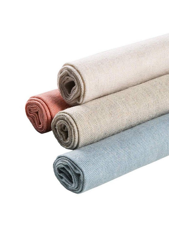 Vidillo Needlework Fabric, 4Pcs 4 Colors Natural Linen Fabric Solid Colored Embroidery Fabric Cross Stitch Aida Cloth for Making Garment Craft, Needle Embroidery, 20 Inch Linen Fabric DIY Decoration C - Image 1