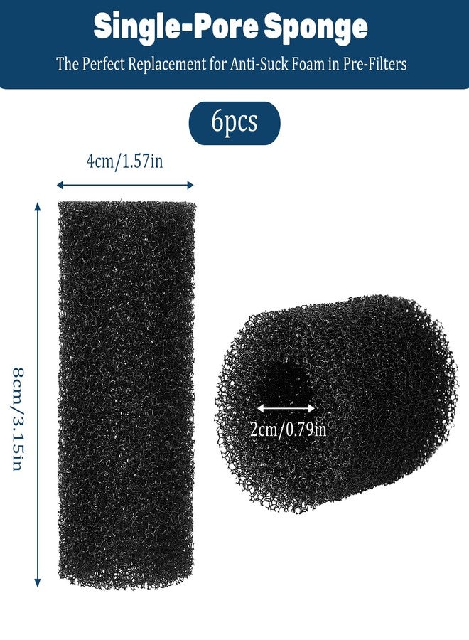 Xyembu 6 Pcs Aquarium Filter Sponge, Pre-Filter Sponge Foam Replacement Filtration Kit, Round Black Foam-Filter, Aquarium Pre Filter-Foam Rolls, Replacement Foam Cover - Image 2