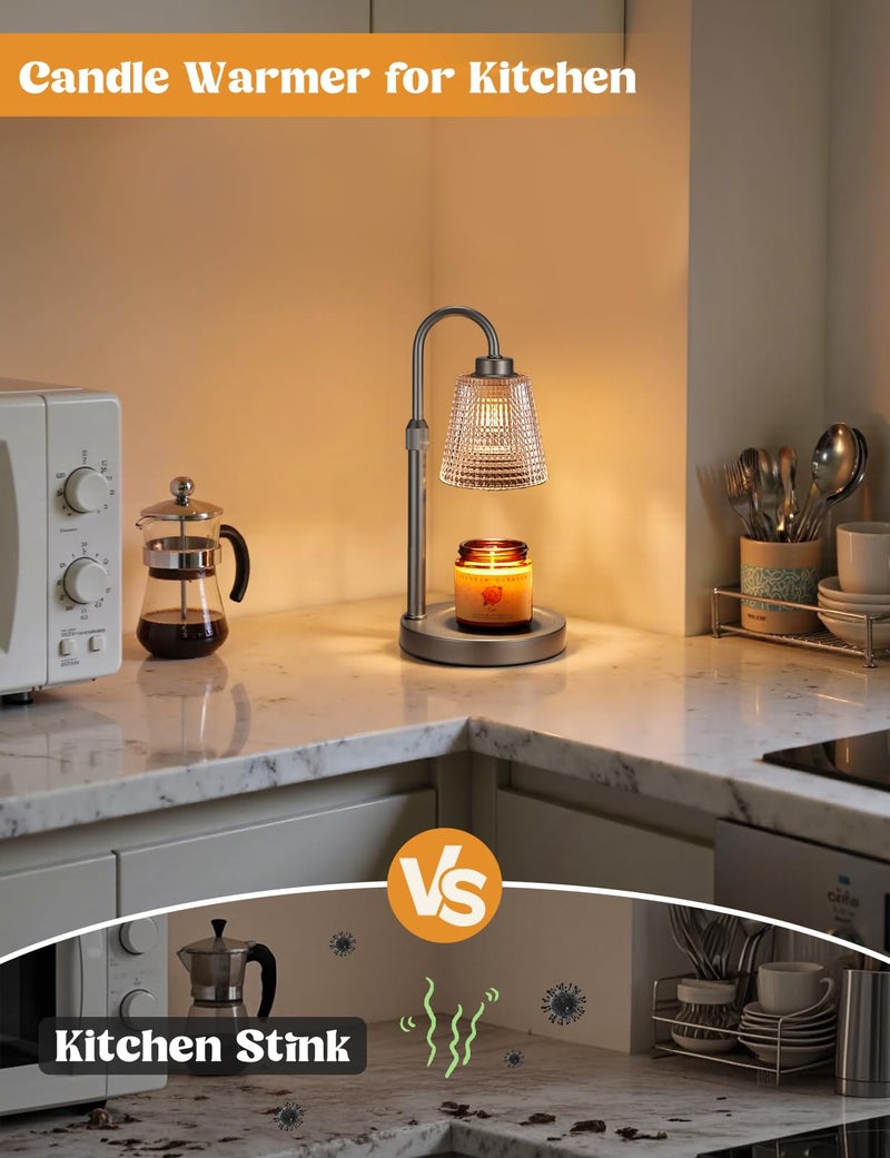 Innqoo Gray Candle Warmer Lamp with Timer, Dimmable Candle Warmer for Jar Candles, Height Adjustable Wax Melts Warmer, Birthday Gifts for Women Mom, House Warming Gifts New Home Decor - Image 4