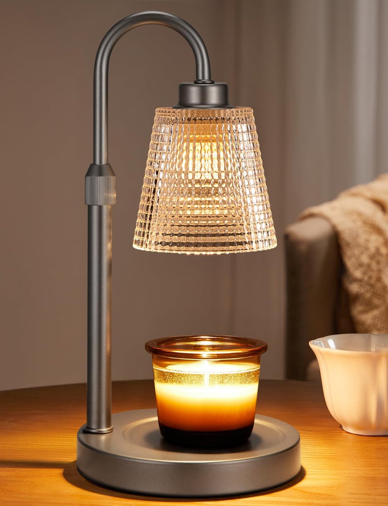 Innqoo Gray Candle Warmer Lamp with Timer, Dimmable Candle Warmer for Jar Candles, Height Adjustable Wax Melts Warmer, Birthday Gifts for Women Mom, House Warming Gifts New Home Decor - Image 1