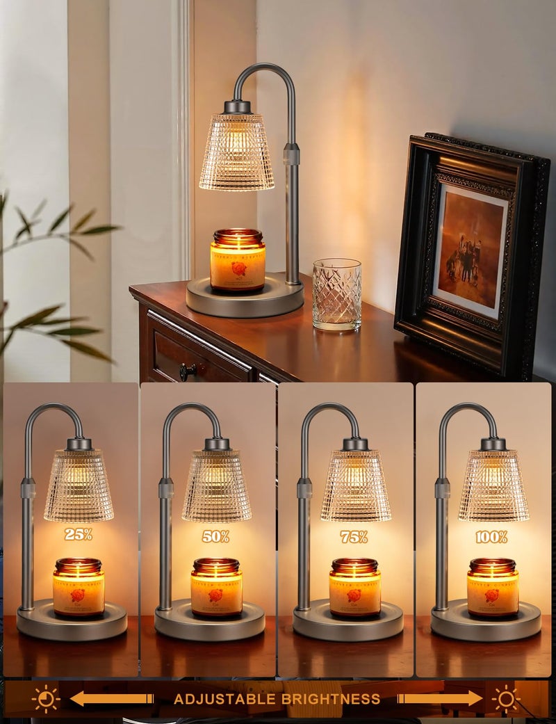 Innqoo Gray Candle Warmer Lamp with Timer, Dimmable Candle Warmer for Jar Candles, Height Adjustable Wax Melts Warmer, Birthday Gifts for Women Mom, House Warming Gifts New Home Decor - Image 2