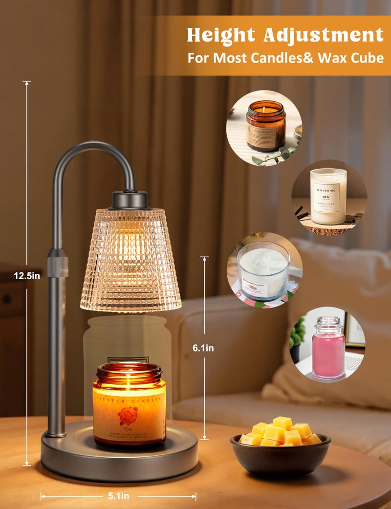 Innqoo Gray Candle Warmer Lamp with Timer, Dimmable Candle Warmer for Jar Candles, Height Adjustable Wax Melts Warmer, Birthday Gifts for Women Mom, House Warming Gifts New Home Decor - Image 3