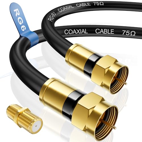 Nixsto RG6 Coaxial Cable, 3FT 6FT 10FT 15FT 25FT 50FT 100FT Coax Cable Cord with Gold F-Type Connector, High Speed Internet, Digital TV Aerial for HDTV, Satellite, Antenna, Modem with Extender- 10ft - Image 1