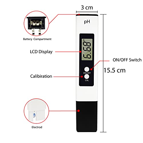 Shapure Digital PH Meter & TDS&EC Meter Combo, 0.01 PH High Accuracy PH Meter with 0-14 pH range & +/- 2% Accuracy 3 in 1 TDS EC Meter for Household Drinking Water, Aquarium, Swimming Pools (White) - Image 2