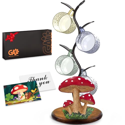GAJ Mushroom Mug Tree - Cottage Core Coffee Cup Holder - Retro Mushroom Decor for Coffee Bar Accessories - Gifts for Women Mom Grandma - House Warming Gifts - Image 1