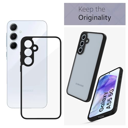 KAPAVER Hybrid Series Back Cover Case Compatible with Galaxy A55 (PC+TPU) (Black) - Image 3