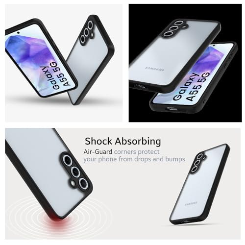 KAPAVER Hybrid Series Back Cover Case Compatible with Galaxy A55 (PC+TPU) (Black) - Image 5