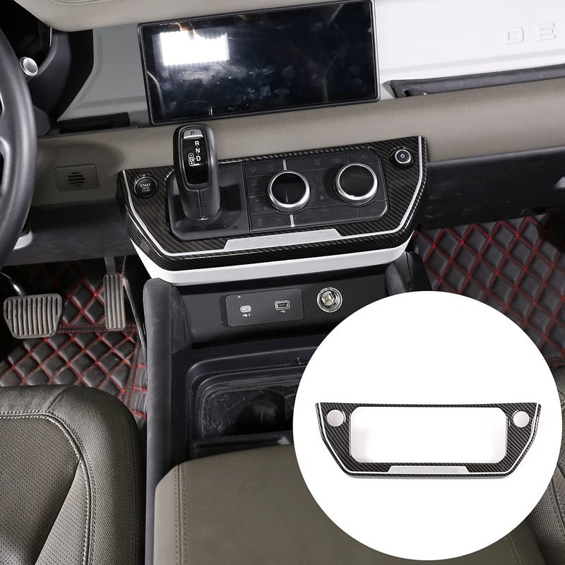 CHEYA ABS Center Control Air Conditioning Mode Button Frame for Land Rover Defender 110 2020 Car Accessories Carbon Fiber Silver Side