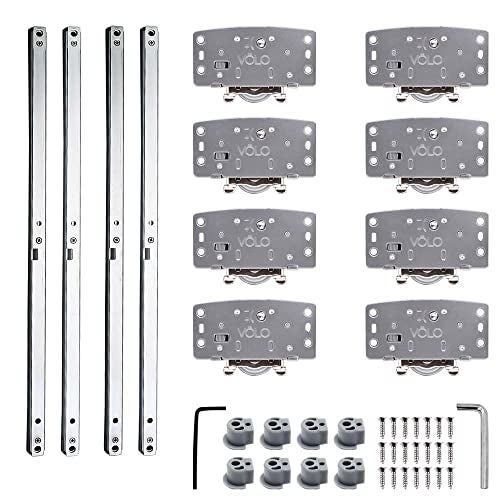 Volo Soft Close Wardrobe Sliding Double Track Door Roller For Wardrobe Sliding Doors,Wooden Sliding Doors, Glass Sliders Color: Silver - 20 Cm, Grey - Image 2