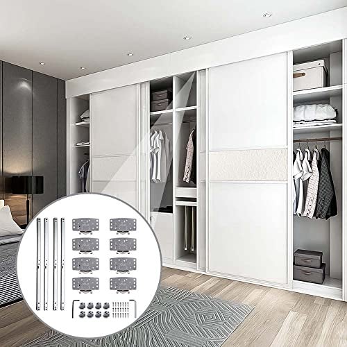 Volo Soft Close Wardrobe Sliding Double Track Door Roller For Wardrobe Sliding Doors,Wooden Sliding Doors, Glass Sliders Color: Silver - 20 Cm, Grey - Image 1