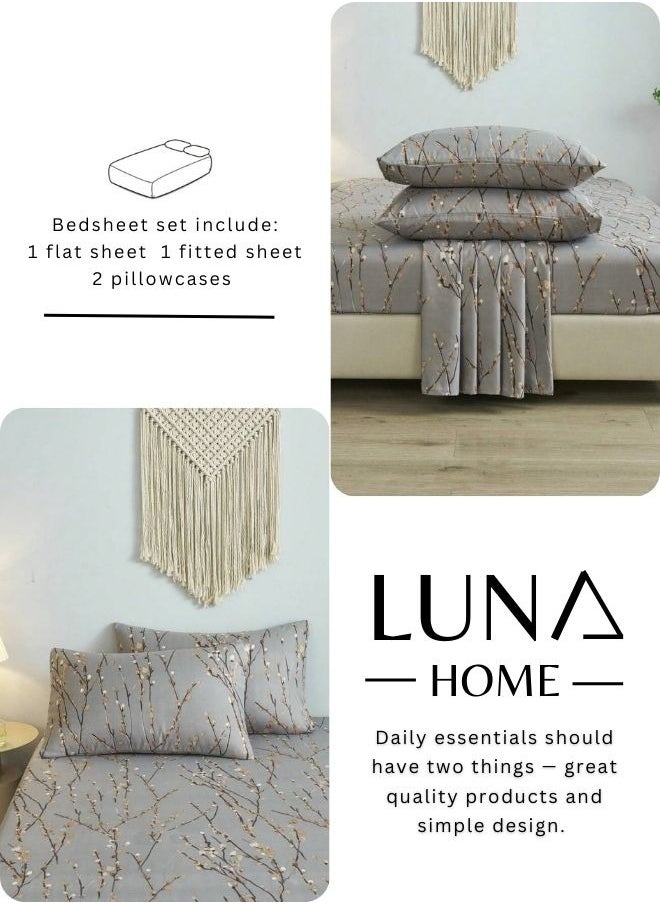 LUNA Home - 4 Pieces Bedsheet Set, Cherry Blossom. - Image 1