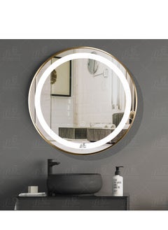 B BAGNO Silver LED Framed Mirror, Matt Gold Mirror, premium Quality 60x60cm(Matt Gold)