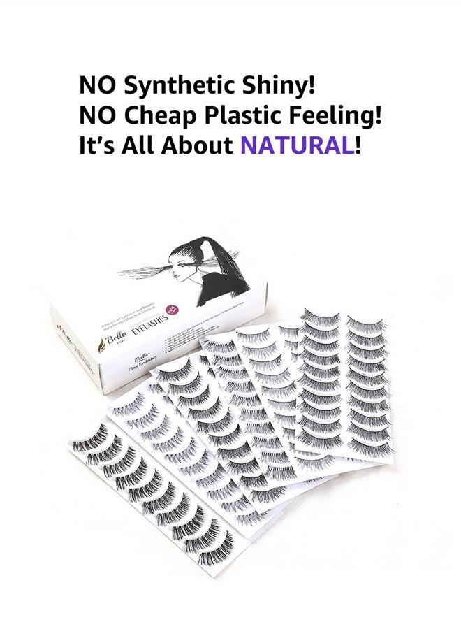 Bella Hair False Eyelashes Variety Pack, 60 Pairs Reusable Handmade Fake Eyelashes in 6 Styles, Specialized Natural Soft, Criss-Cross, Wispies Lashes for Daily, Casual Events, Daytime Outings and More - Image 3