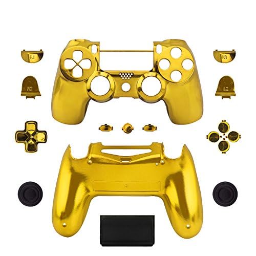 WPS Chrome Controller Case Collection Full Housing Shell + Full Buttons for PS4 Playstation Slim Pro (JDM-040) Controller (Chrome Gold) - Image 2
