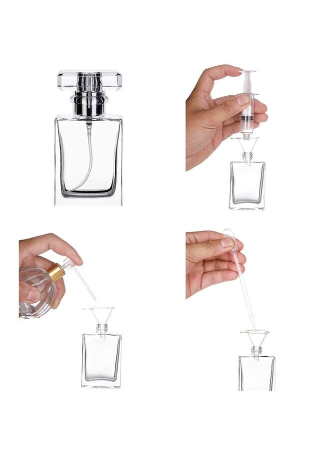 Clear Refillable Perfume Bottle, Portable Square Empty Glass Perfume Atomizer Bottle with Spray Applicator - Image 3