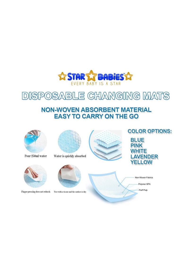 STAR BABiES حزمة ستار بيبيز القابلة للتصرف (حصيرة تغيير 6 قطع، وسادة صدر 5 قطع، مريلة 5 قطع) - أزرق - Image 3