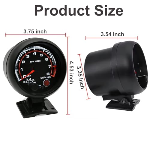 BLLYOGU 3.75" 12V Digital Tachometer Gauge, 0-8000 RPM, for 4/6/8 Cylinder Gasoline Engines - Image 2