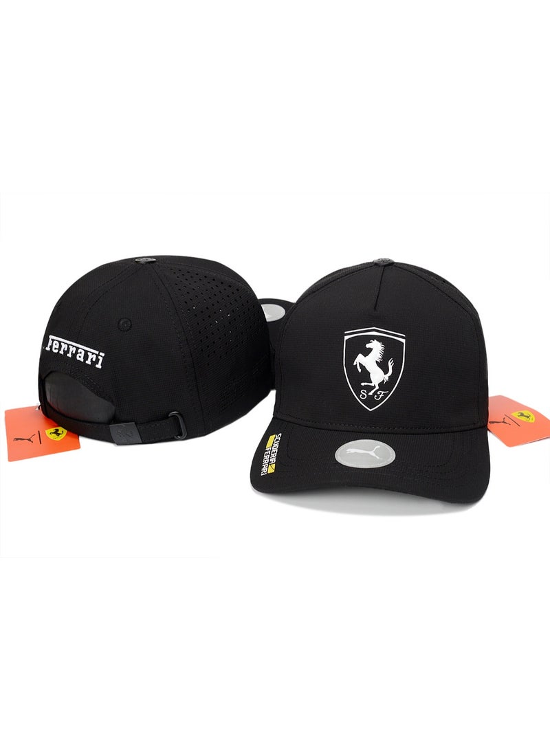 Ferrari قبعة بيسبول قابلة للتعديل مثقبة سوداء من بومه x فيراري