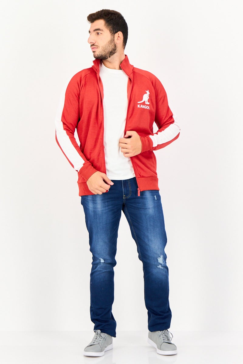 KANGOL Men Brand Logo Full Zip Sweatshirt, Red - Image 2