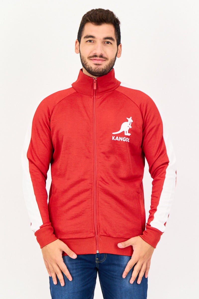 KANGOL Men Brand Logo Full Zip Sweatshirt, Red - Image 1