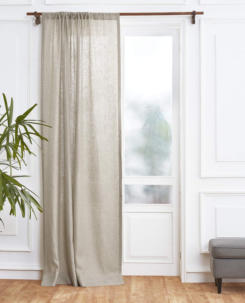 Solino Home Solino Home Natural Linen Curtain 108 Inches Long Light Filtering Rod Pocket Curtain 52 x 108 Inch 100 Pure Linen European Flax Window Treatment for Living Room Bedroom 