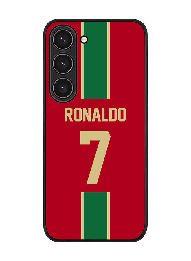 Stylizedd Rugged Black edge case for Samsung Galaxy S23 5G Slim fit Soft Case Flexible Rubber Edges Anti Drop TPU Gel Thin Cover - Football Team - Portugal Player Name - Ronaldo - Image 1