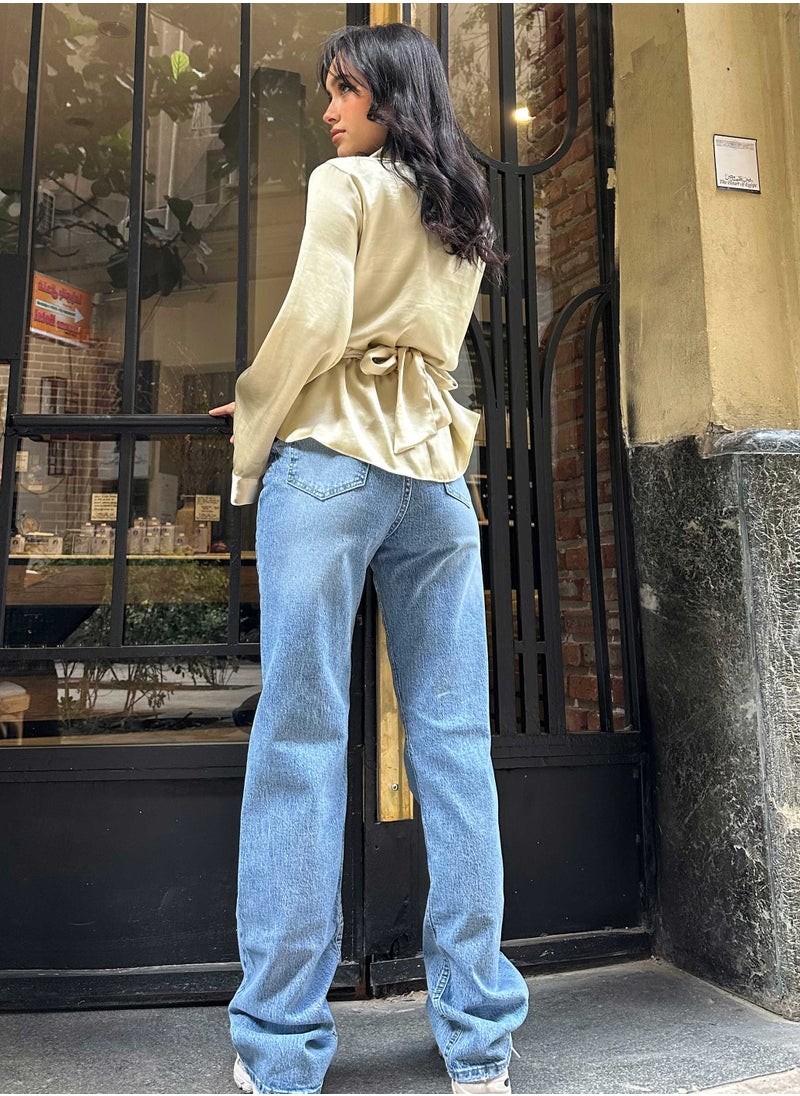 CIZARO - Ultra Comfort - Straight Leg - Soft Light Blue Jeans. - Image 1