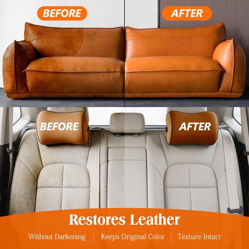 LISRUX Leather Cleaner and Conditioner Kit-2Ã—18oz Leather Care For Car Seats, Leather Couches & seats, Restores & Protects All Leather For Natural, Synthetic, Faux, Pleather, pH-Balanced - Image 2